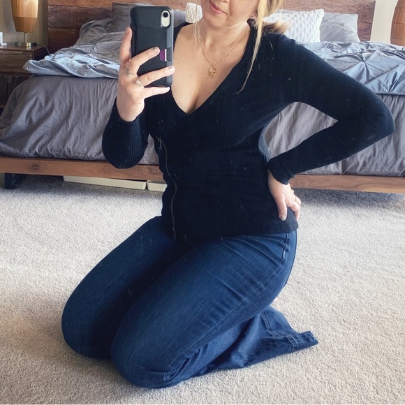 J.Crew Black Wool Zipper Cardigan Sweater - Picture 3 of 10